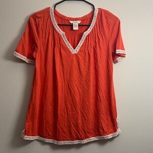 Sundance Vibrant Orange Lace trim Top